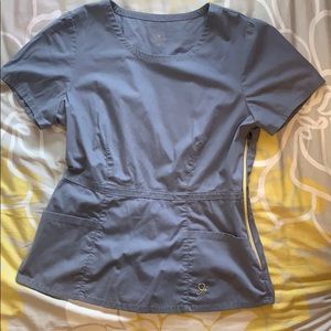 Jaanuu Peplum scrub top graphite grey small